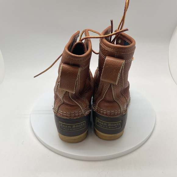 LL Bean Bean Boots Womens 6 Brown Leather Plaid Lined Duck Waterproof USA - Picture 4 of 11